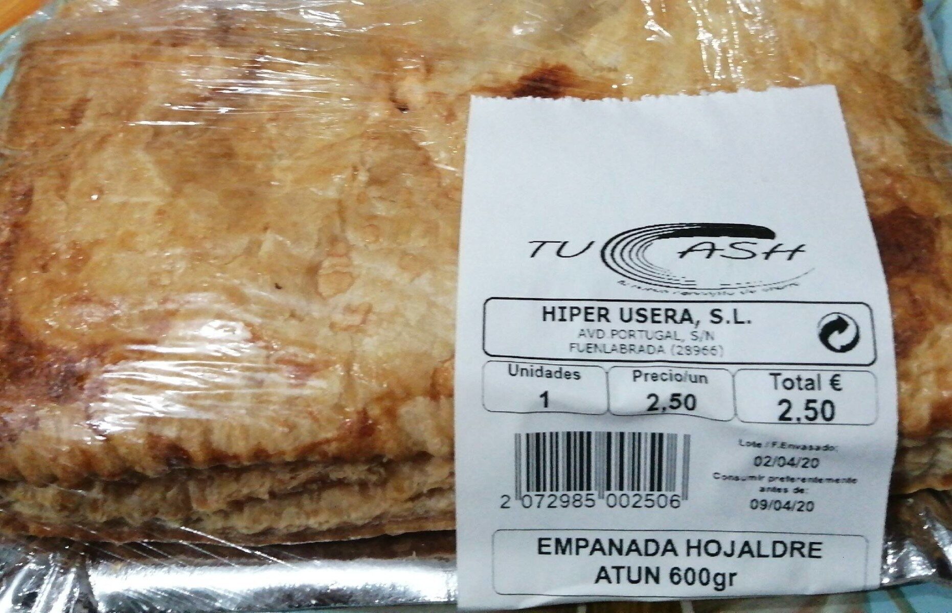 Empanada Hojaldre Atún 600gr Hiper Usera