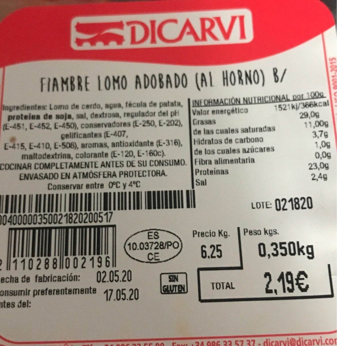 Fiambre Lomo Adobado