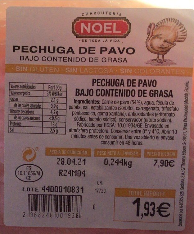 Pechuga De Pavo Bajo En Grasa