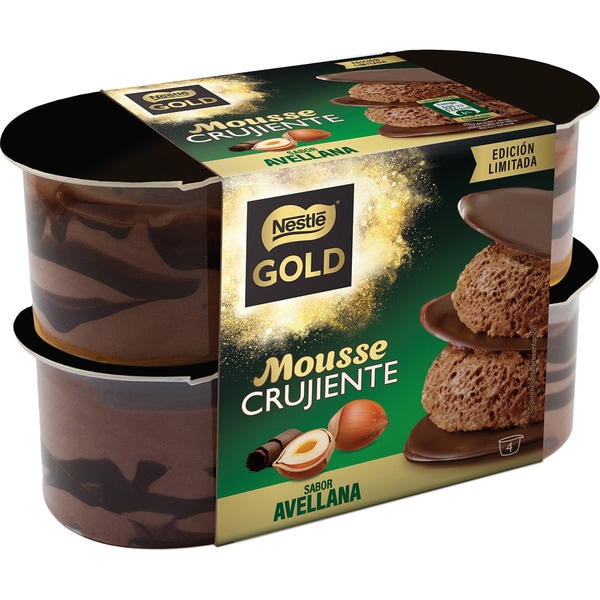 Mousse Crujiente Sabor Avellana Nestlé Gold 4x57g