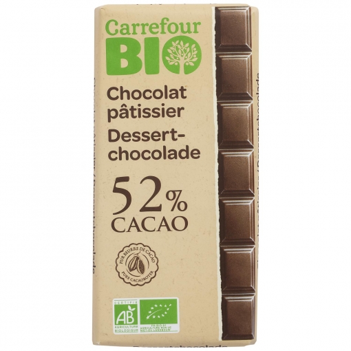 Chocolate 52% Cacao Especial Postres Ecológico Carrefour Bio 200 G.