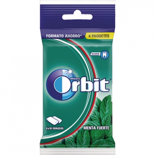 Chicles De Menta Fuerte Sin Azúcar Orbit Pack De 4 Paquetes De 14 G.