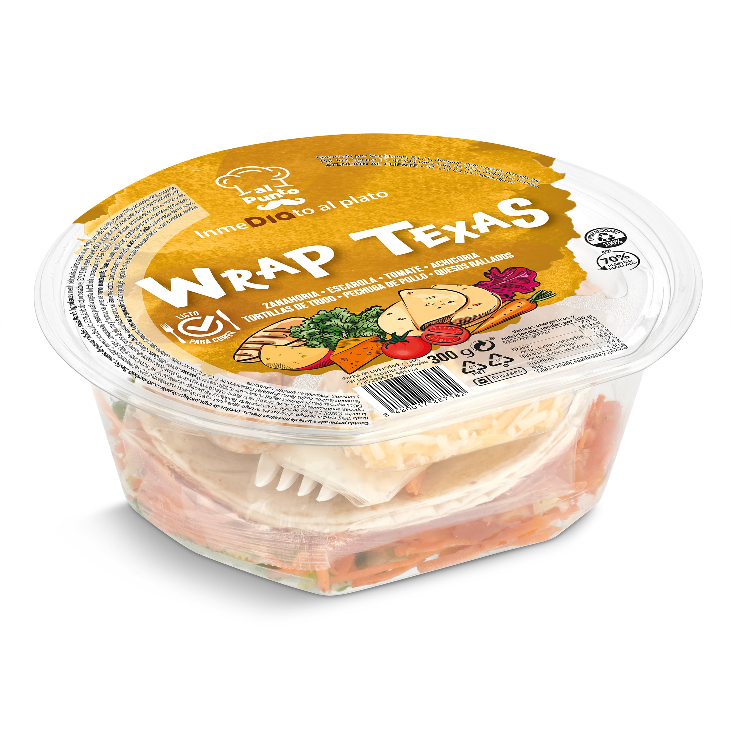 Ensalada Texas Wraps - Tortilla Y Pollo Estilo Texas