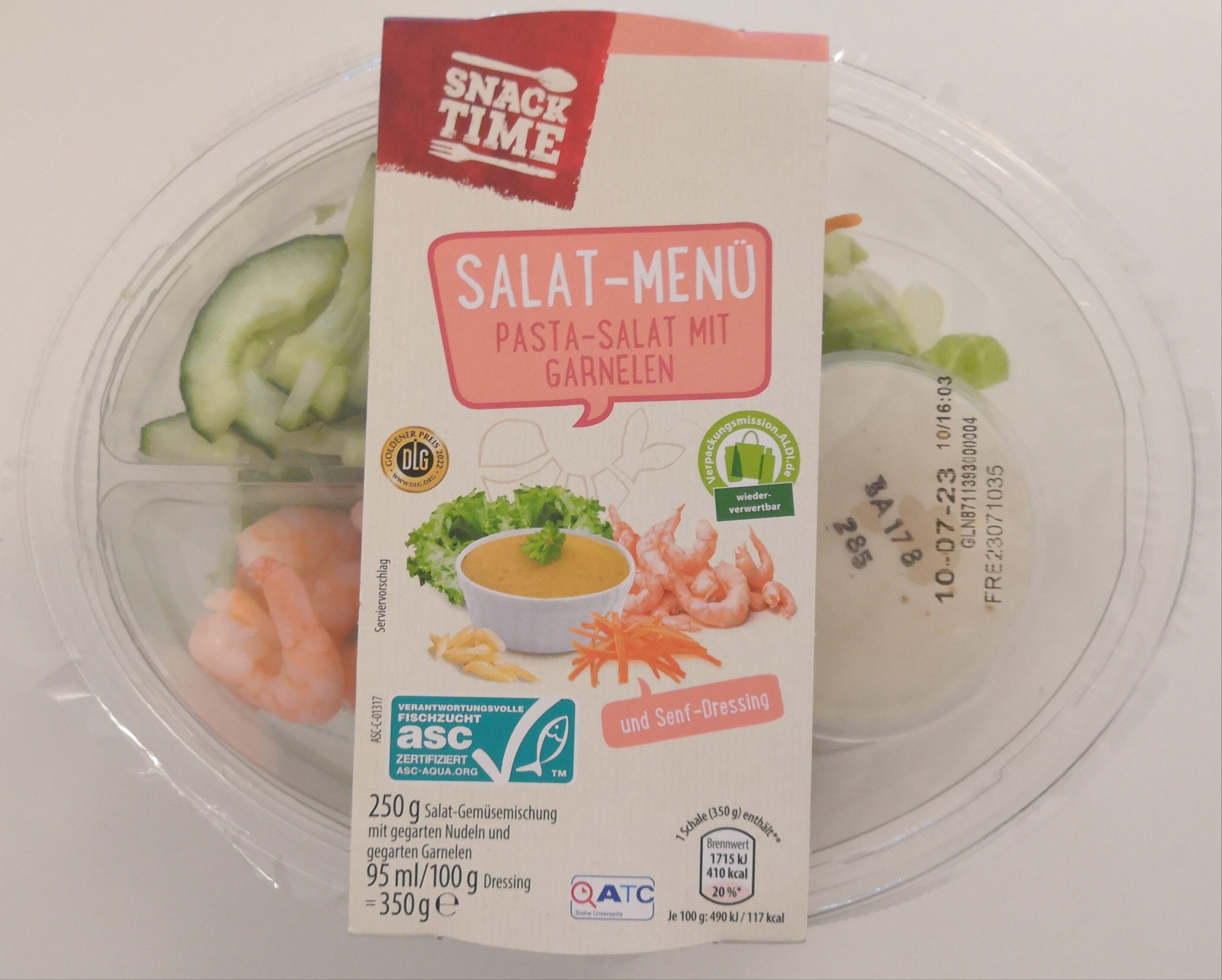 Salat-Menü Garnelen