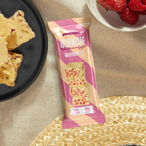 Blondie White Chocolate Flavorand Raspberries