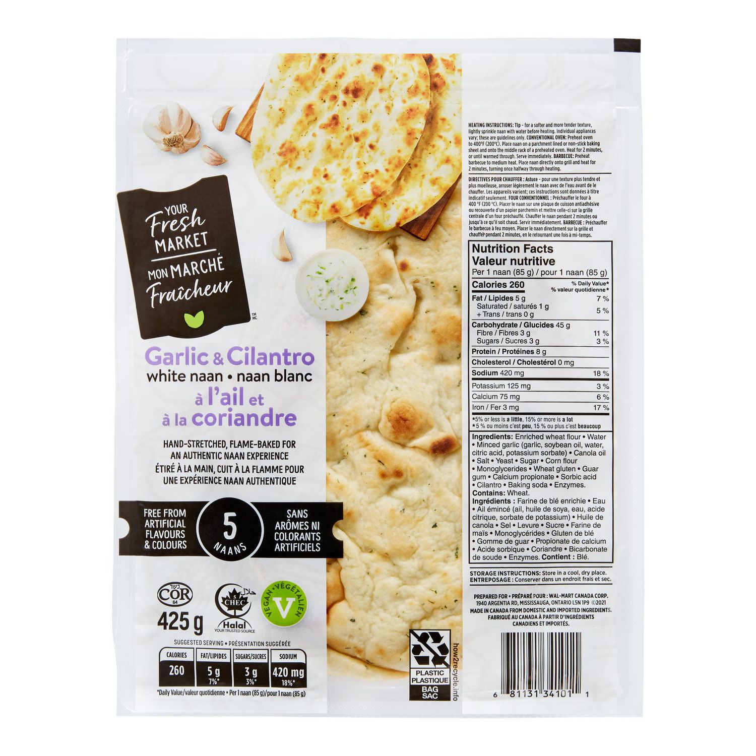 Pain Naan Blanc Ail Et à La Coriande