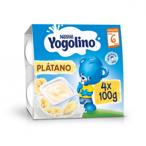 NESTLÉ YOGOLINO Postre Lácteo Plátano Sin Azúcares Añadidos, Pouch 100g