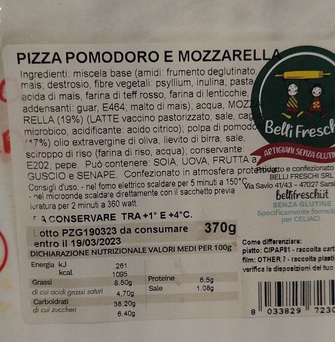 Pizza Pomodoro Mozzarella Senza Glutine