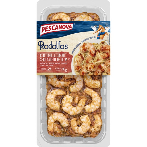 Langostinos Vannamei Pelados Cocidos Con Salsa De Tomillo Y Tomate Refrigerados