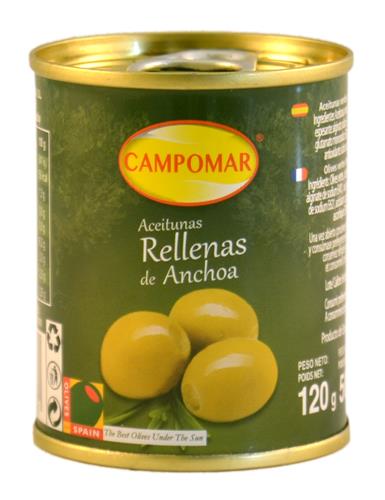 Aceitunas Manzanilla Rellenas De Anchoa Campomar Lata Minibar