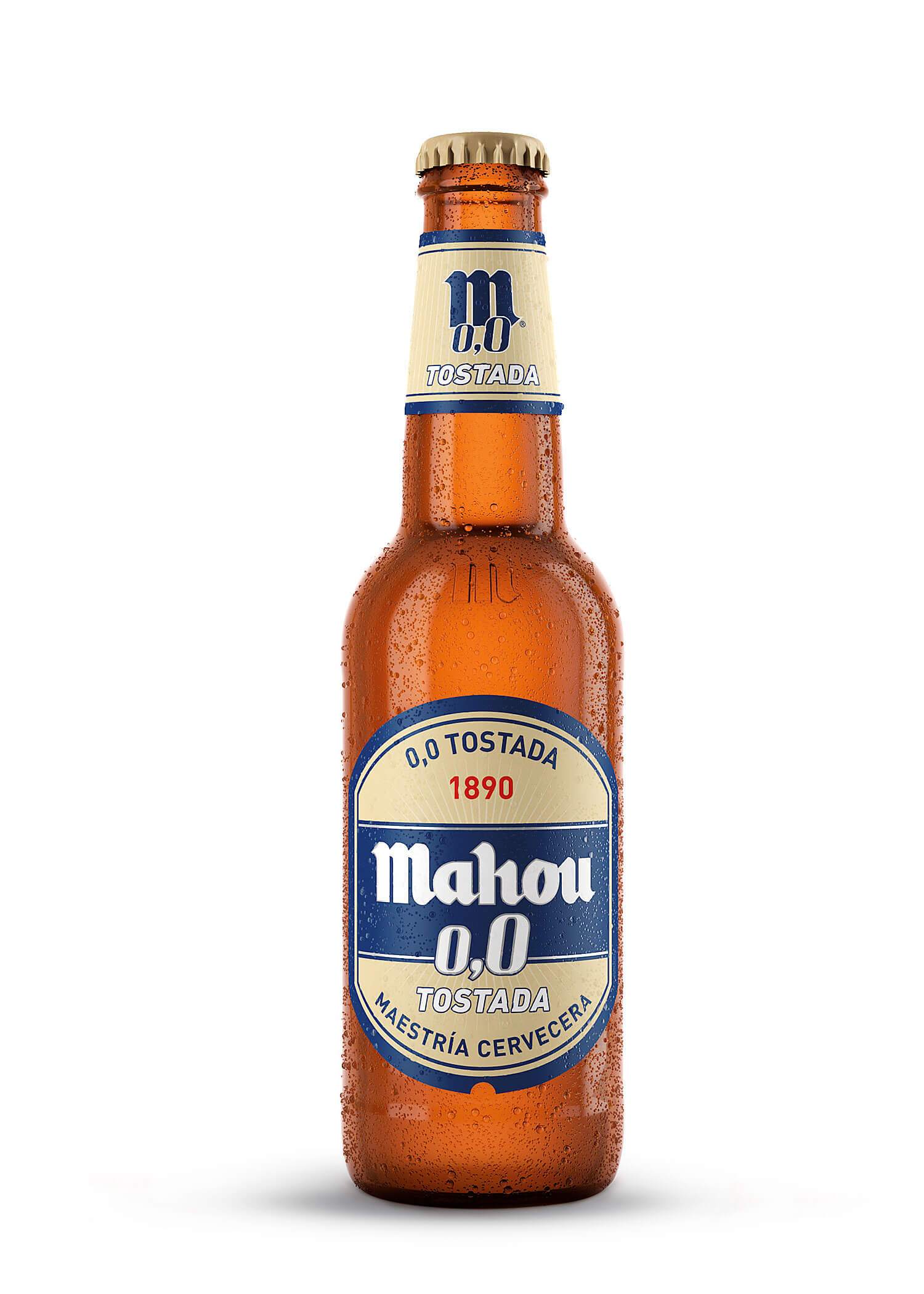 CESTAX6 BOTELLA CERVEZA MAHOU 0,0 TOSTADA 33 CL