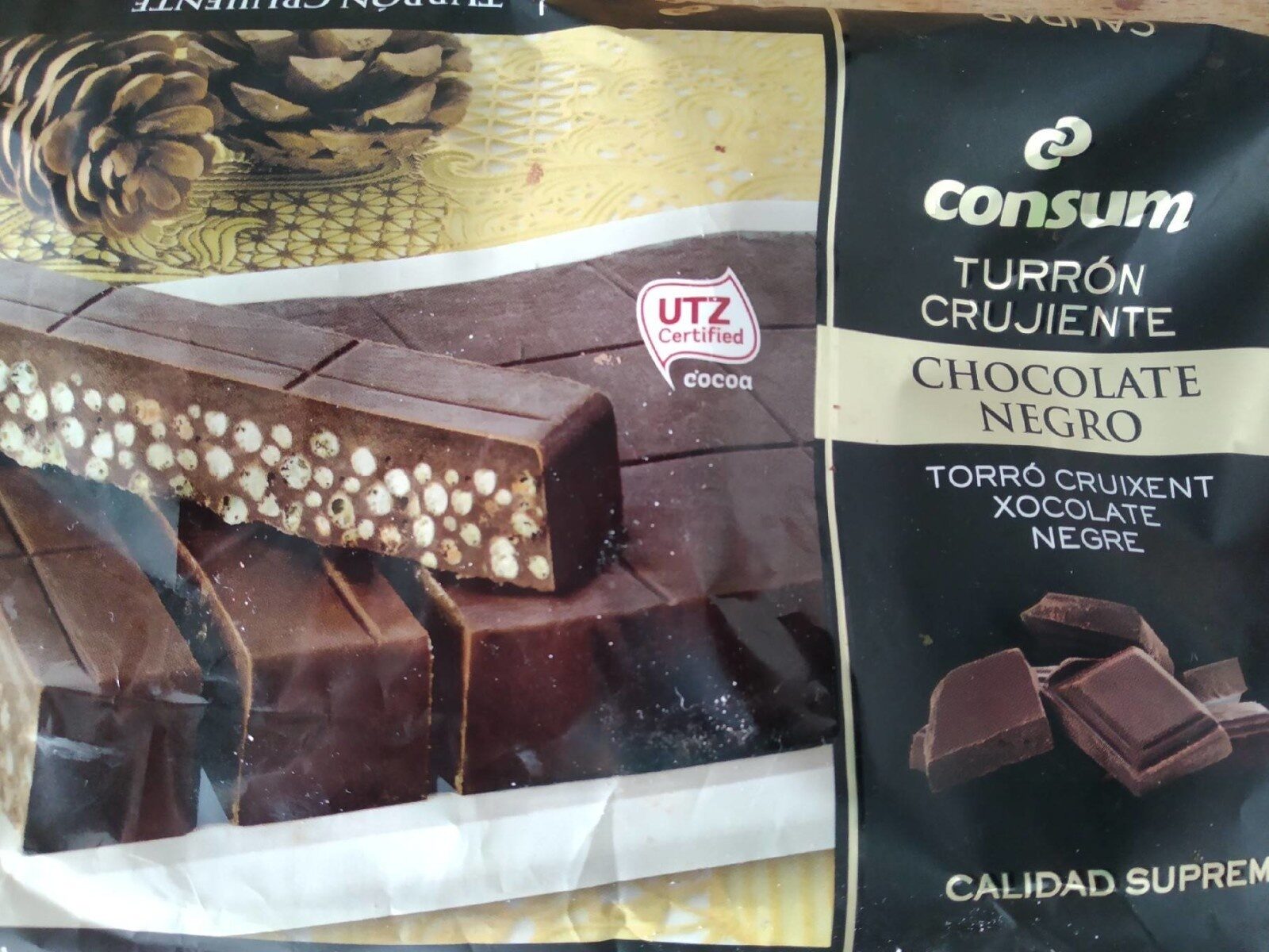 Turron Crujiente Chocolate Negro Consum