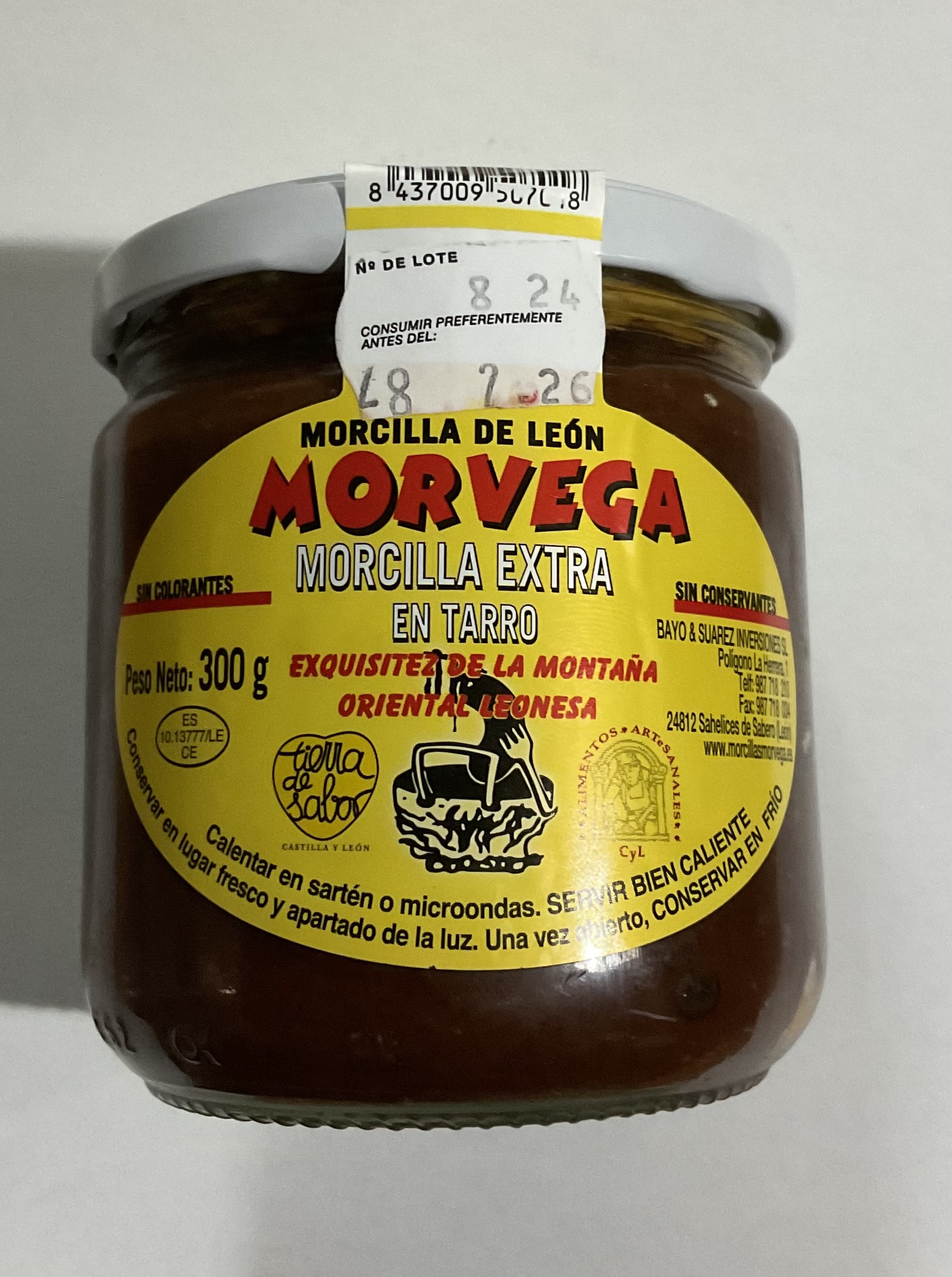 Morcilla De León Morvega', 'type': 'food', 'labels': [], 'category': 'pork-prepared-meal