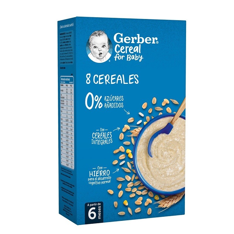 GERBER Papilla De 8 Cereales, A Partir De Los 6 Meses, 475g