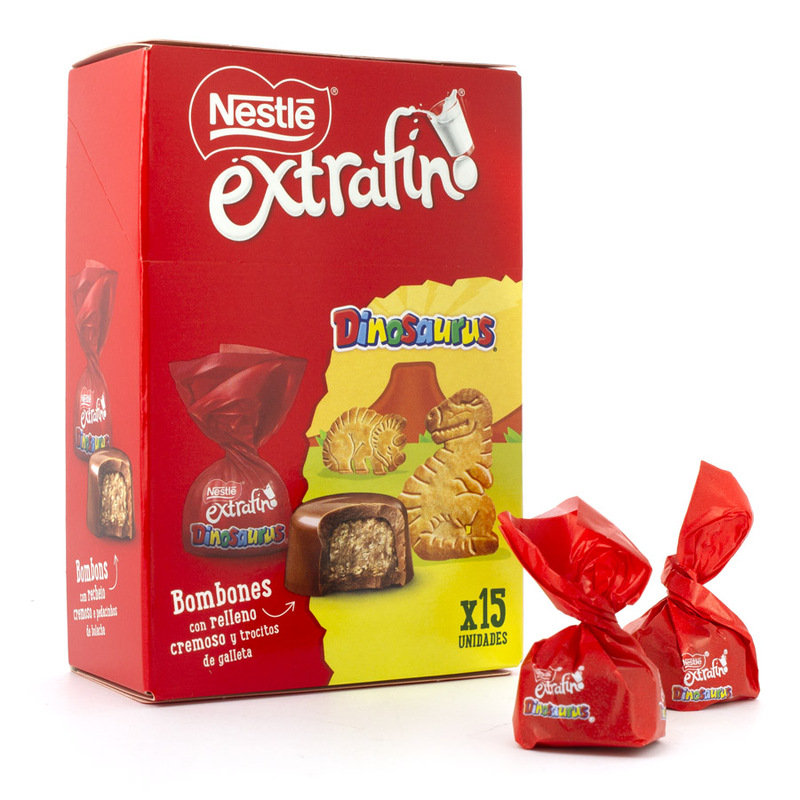 NESTLÉ EXTRAFINO  Bombones Con Galleta Dinosaurus 192g