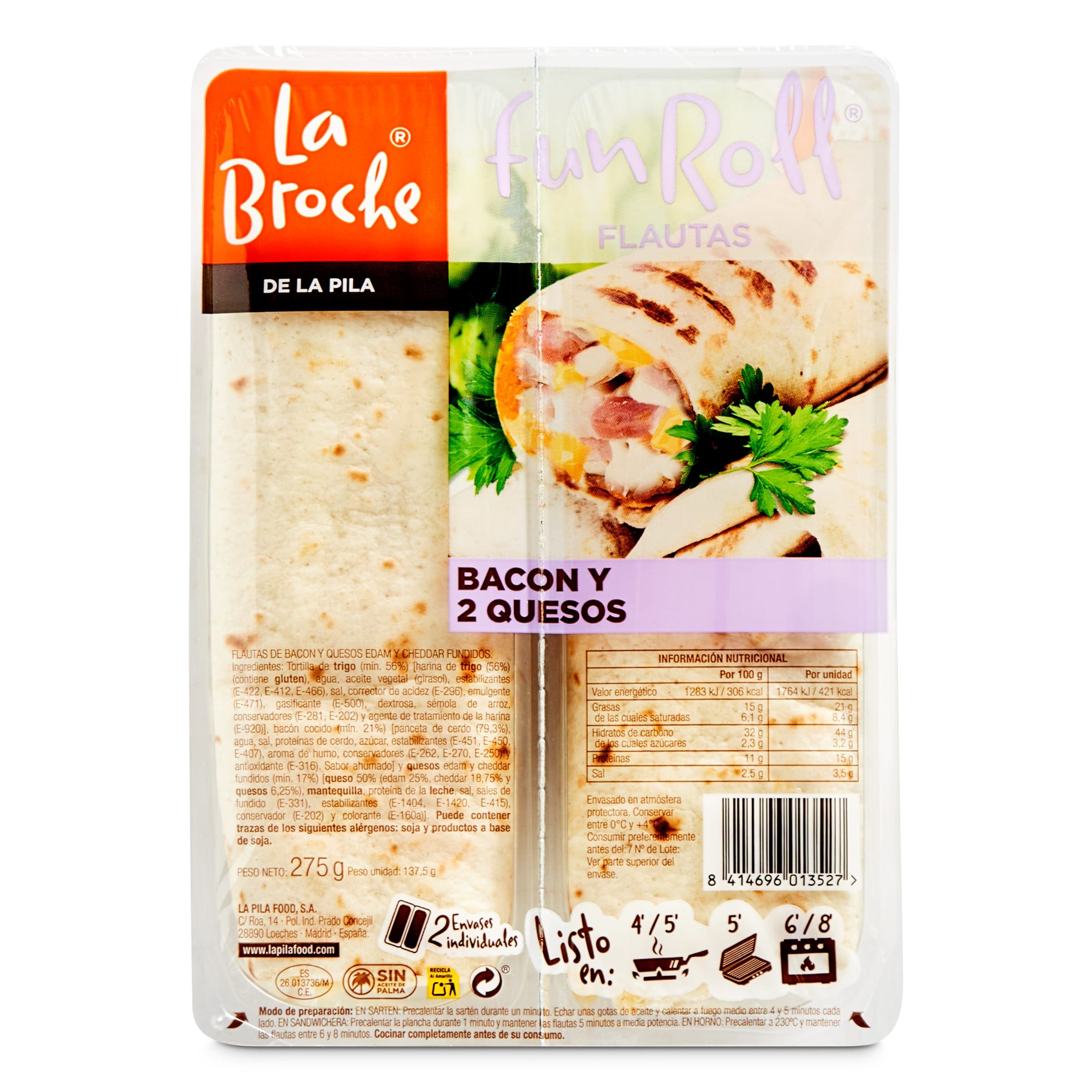 Flautas. Bacon Y Dos Quesos