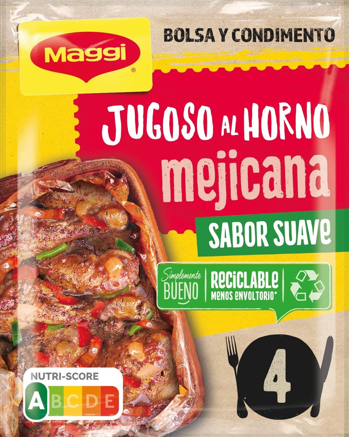 MAGGI Jugoso Al Horno Receta Mejicana - 1 Bolsa Para Horno Con Condimentos - 40g