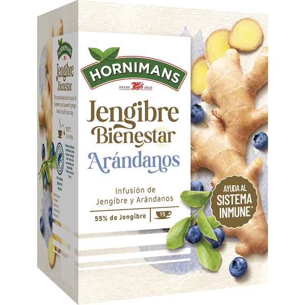 Hornimans Infusión Jengibre Bienestar Con Arándanos 15 Bolsitas