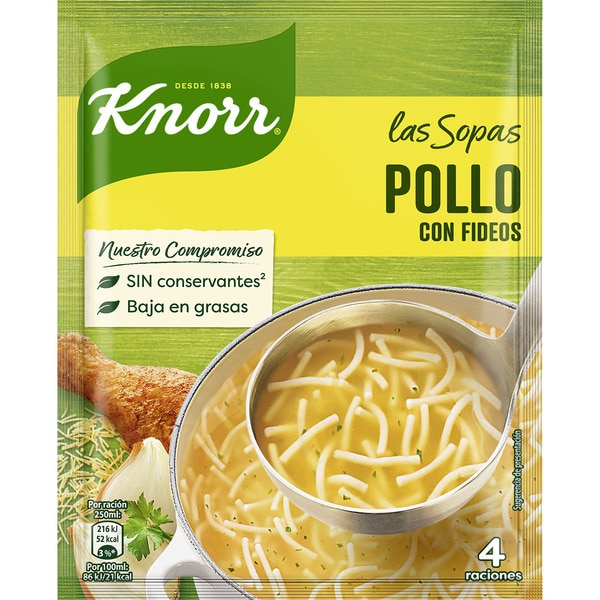 KN SOPA POLLO CON FIDEOS 6X750G