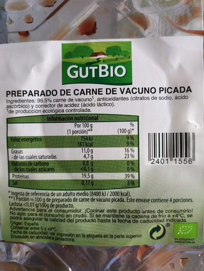 Preparado de carne de vacuno picada Preparado de carne de vacuno picada