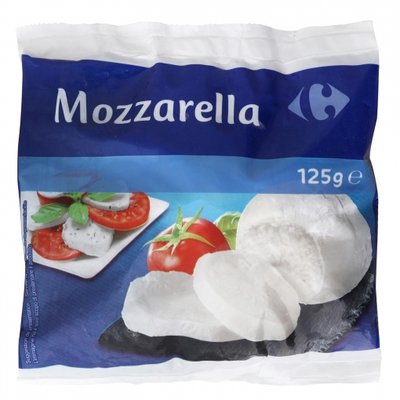 Queso Mozzarella Italiana Carrefour 125 G. Queso Mozzarella Italiana Carrefour 125 G.