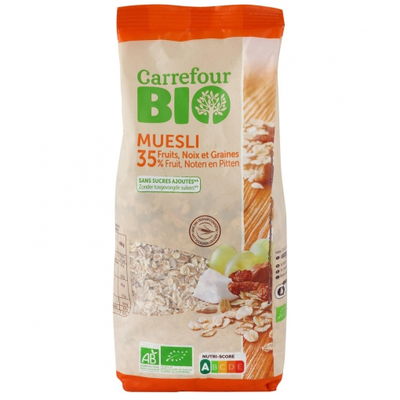 Muesli 35% Frutas Ecológico Carrefour Bio 500 G. Muesli 35% Frutas Ecológico Carrefour Bio 500 G.