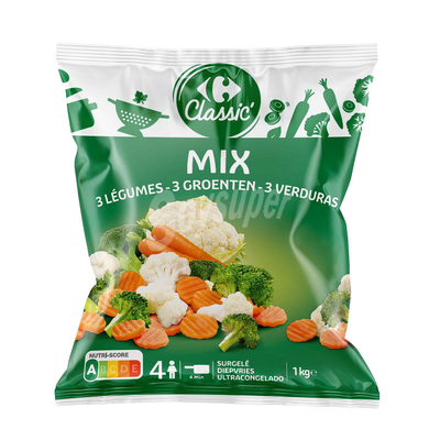Mix 3 Verduras Zanahoria Brocoli Coliflor Carrefour Classic' 1 Kg. Mix 3 Verduras Zanahoria Brocoli Coliflor Carrefour Classic' 1 Kg.