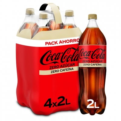 Coca Cola Zero Azúcar Zero Cafeina Pack 4 Botellas 2 L. Coca Cola Zero Azúcar Zero Cafeina Pack 4 Botellas 2 L.