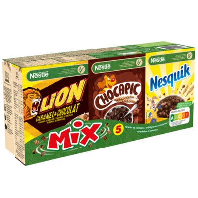 Nestlé MIX - Cereales Con Cacao, Chocolate, Crema De Caramelo Y Chocolate - Mix De Lion, Nesquik, Chocapic, Crunch, Cini Minis - Pack De 6 Cajitas Nestlé MIX - Cereales Con Cacao, Chocolate, Crema De Caramelo Y Chocolate - Mix De Lion, Nesquik, Chocapic, Crunch, Cini Minis - Pack De 6 Cajitas