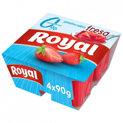 Gelatina Sabor Fresa Sin Azúcar Royal Sin Gluten Pack De 4 Unidades De 90 G. Gelatina Sabor Fresa Sin Azúcar Royal Sin Gluten Pack De 4 Unidades De 90 G.