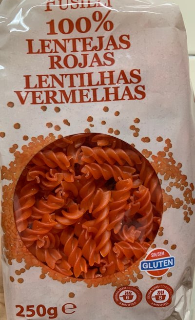 Fusilli lentejas rojas