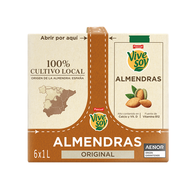 Caja De Bebida De Almendras Con Calcio Y Vitaminas B12, D 6X1L Caja De Bebida De Almendras Con Calcio Y Vitaminas B12, D 6X1L