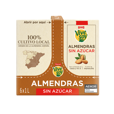 Caja De Bebida De Almendras Sin Azúcares Con Calcio Y Vitamina B12, D 6X1L Caja De Bebida De Almendras Sin Azúcares Con Calcio Y Vitamina B12, D 6X1L
