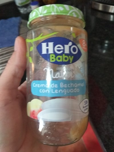 Potito de crema de bechamel con lenguado Potito de crema de bechamel con lenguado