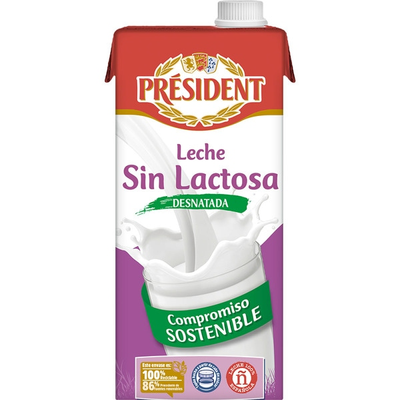Président Leche Desnatada Sin Lactosa Brik 1L Président Leche Desnatada Sin Lactosa Brik 1L