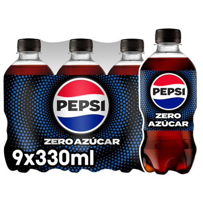 Pepsi Zero Refresco De Cola Sin Azúcar Botella 330ml, Pack De 9 Unidades Pepsi Zero Refresco De Cola Sin Azúcar Botella 330ml, Pack De 9 Unidades