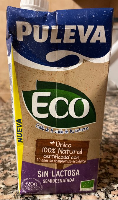 Leche semidesnatada sin lactosa ecológica Leche semidesnatada sin lactosa ecológica