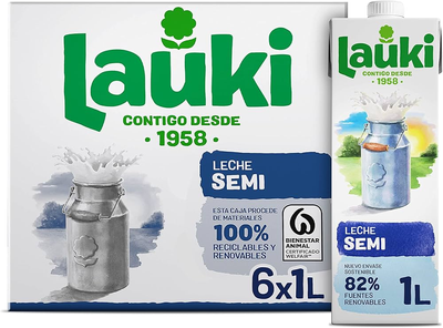 Leche Semidesnatada Lauki En Caja 6x1L Leche Semidesnatada Lauki En Caja 6x1L