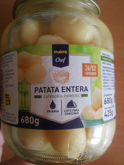 Patata entera en conserva Patata entera en conserva