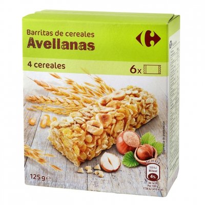 Barritas De Cereales Con Avellana Carrefour 125 G. Barritas De Cereales Con Avellana Carrefour 125 G.