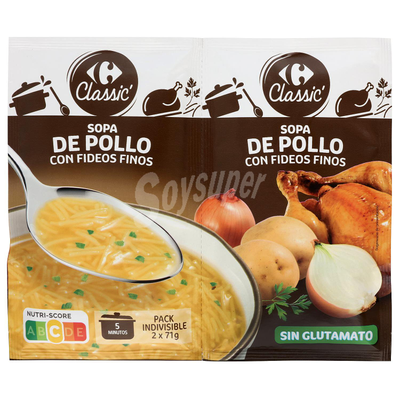 Sopa De Pollo Classic Carrefour Pack De 2 Sobres De 71 G. Sopa De Pollo Classic Carrefour Pack De 2 Sobres De 71 G.