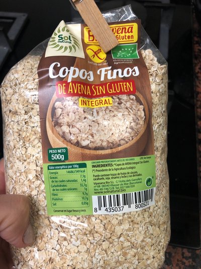 Copos finos de avena sin gluten integral