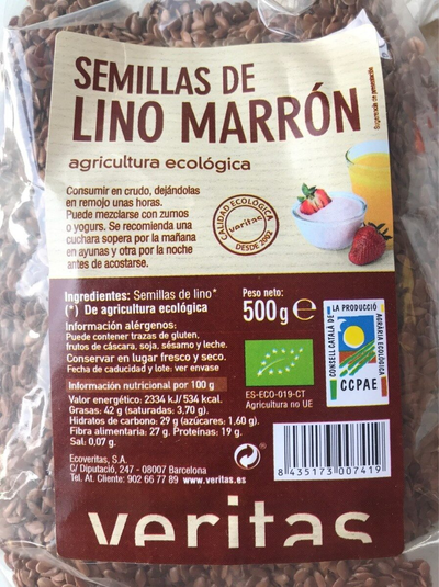 Semillas De Lino Veritas 500 G Semillas De Lino Veritas 500 G