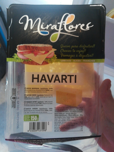 Queso havarti en lonchas Queso havarti en lonchas
