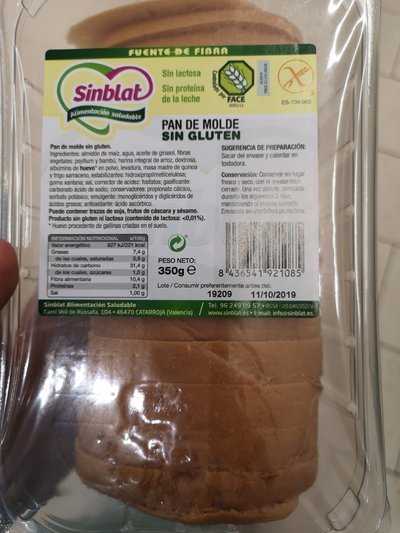 Pan de molde sin gluten Pan de molde sin gluten