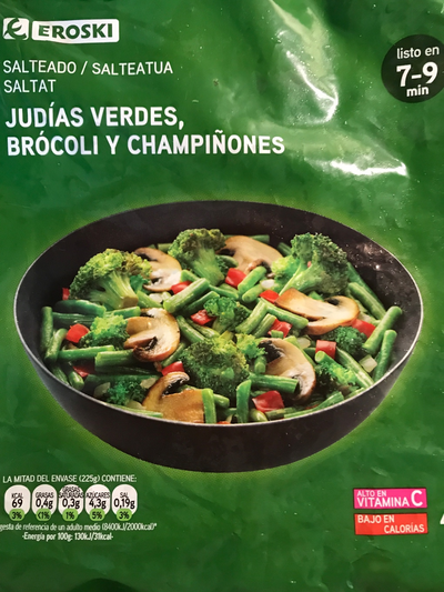 Salteado judías verdes, brócoli y champiñones Salteado judías verdes, brócoli y champiñones