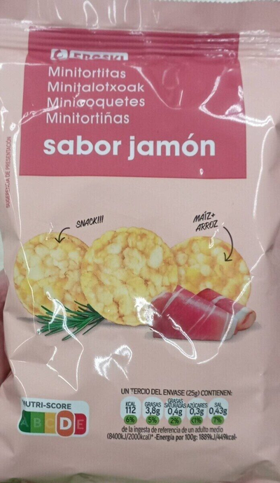 Mini Tortitas Maíz Y Arroz Sabor Jamón Mini Tortitas Maíz Y Arroz Sabor Jamón
