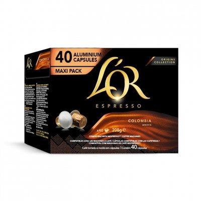 Café Colombia En Cápsulas L'or Espresso Compatible Con Nespresso 40 Unidades De 5,2 G. Café Colombia En Cápsulas L'or Espresso Compatible Con Nespresso 40 Unidades De 5,2 G.