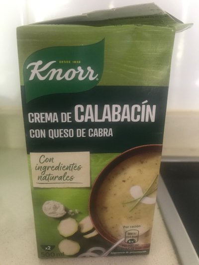 Crema de calabacín con queso de cabra Crema de calabacín con queso de cabra