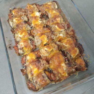 Canelones de berenjena y atún